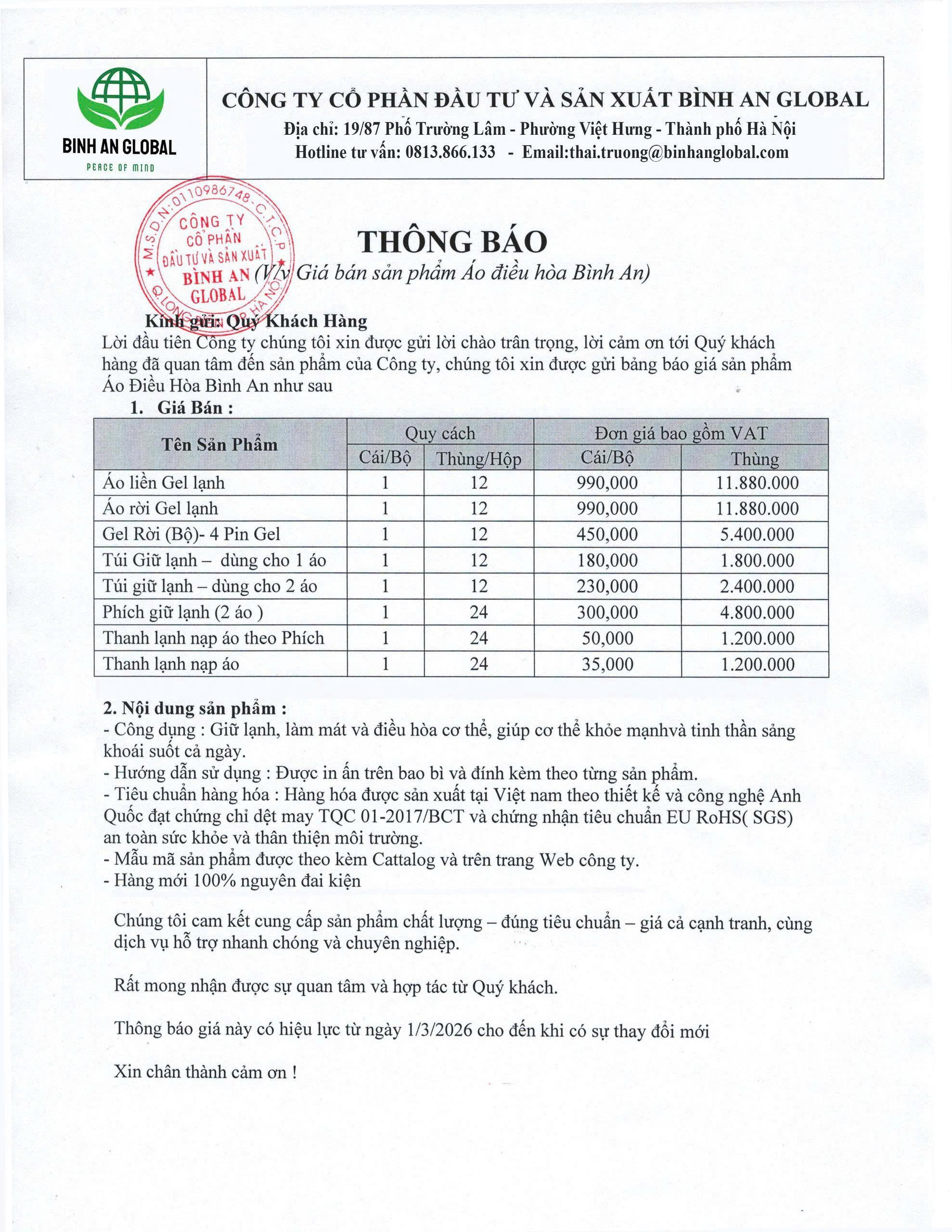 Bảng giá đại lý phân phối